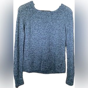 American Eagle Black & White Knit Sweater Small Zip Back Crewneck